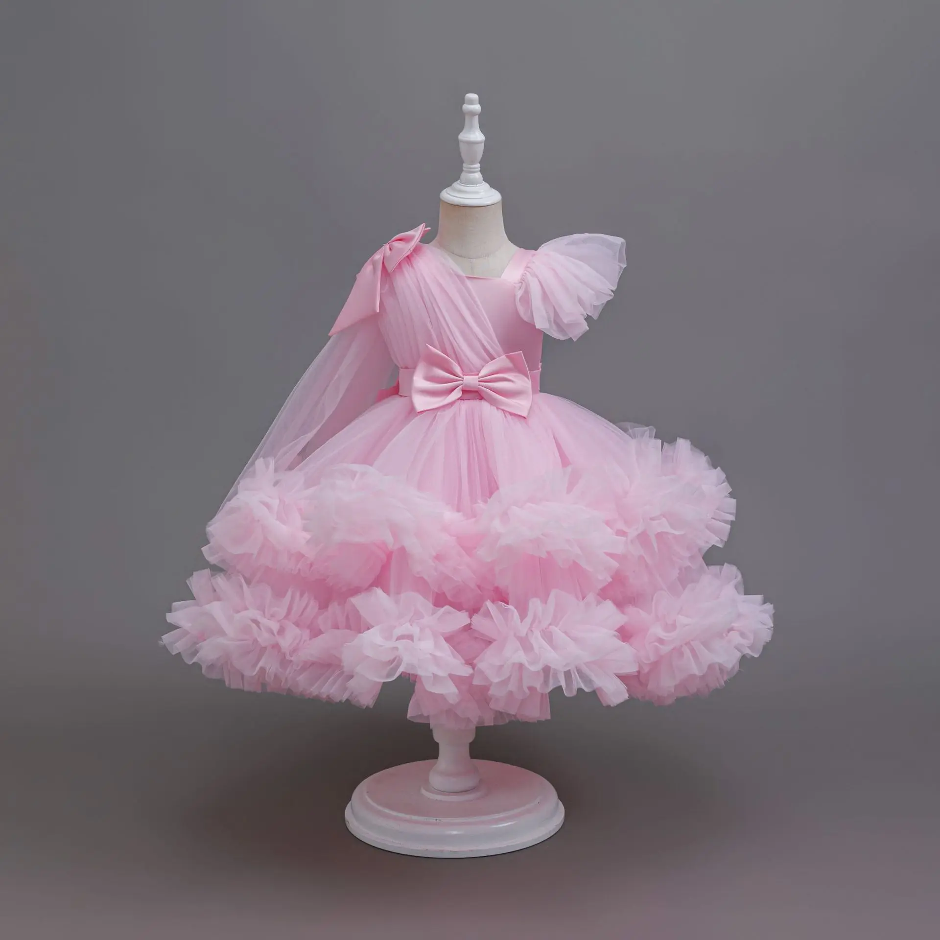 Luxury Western Girl Sequenant Dress Bubble Sleeve Vedic Princess Skirt 2-10 Birthday Party Evening Dress Summer Girl\'s clothes