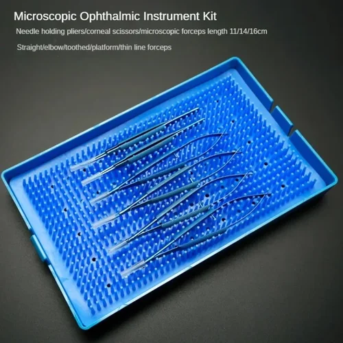 Imagen 2 del producto Tijeras para ojos, pinzas porta agujas, instrumentos microquirúrgicos de microcirugía, Kit de instrumentos de tijeras para pinzas porta agujas