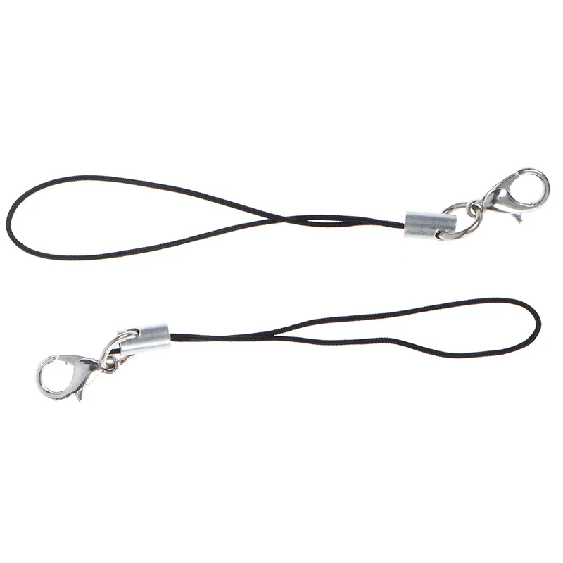 

10pcs 5.5cm black Lanyard Lobster Clasp Rope Lariat Cords keychain for mobile USB flash drive DIY nylon strap with metal hooks