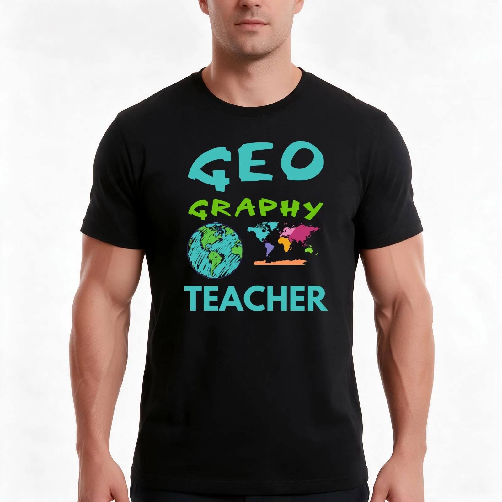 Geography teacher. Geography is my superpower. T-Shirt, Summer Casual Cotton Tee, Oversized Streetwear Tops, Unisex Men Women