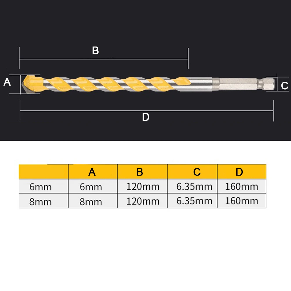 5PC Hex Shank Length 160mm Tungsten Carbide Drill Bit For Masonary Concrete Brick Stone For Granite Concrete