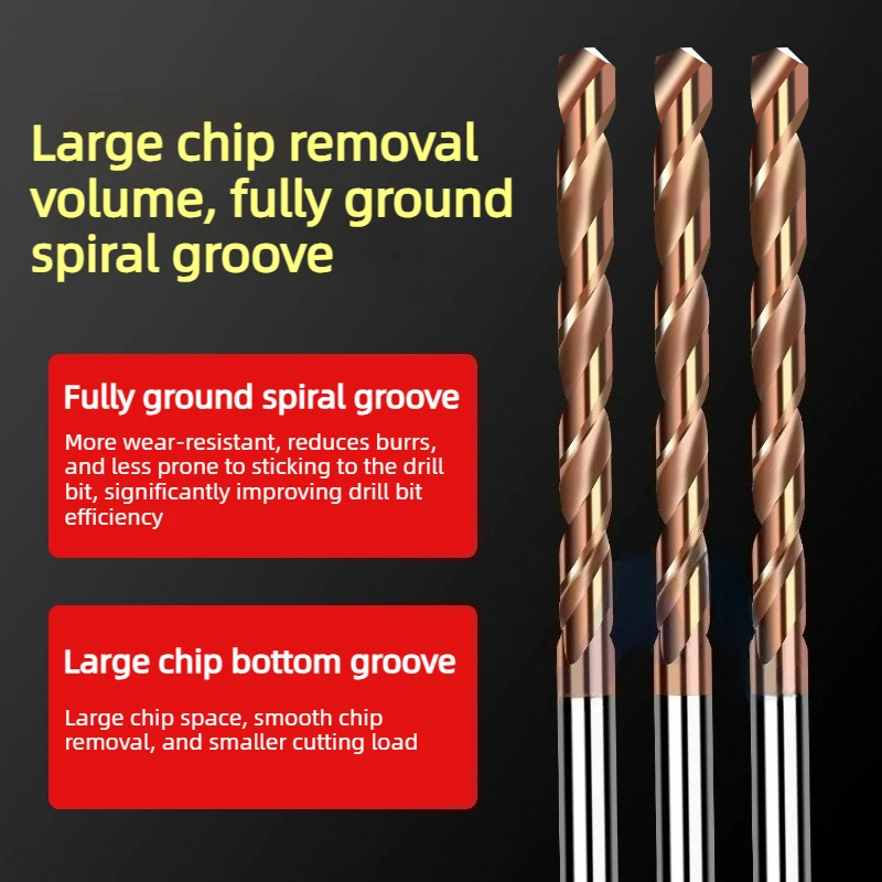 250mm Long Solid Carbide Twist Drill 60° for Stainless/Mold Steel, Extra Long Tungsten Steel CNC Deep Hole Drilling Bit