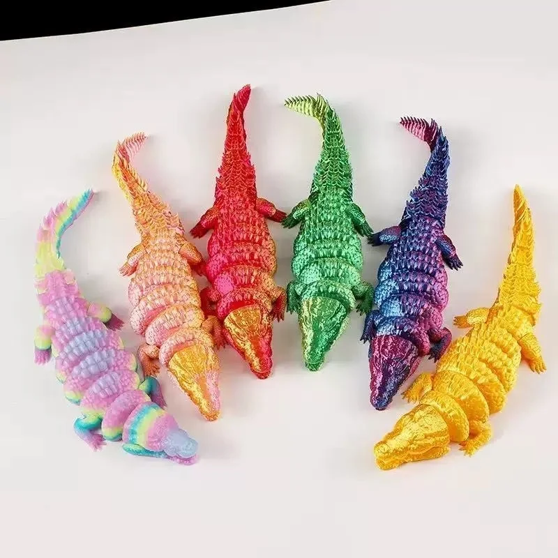 3D Printed Simulation Crocodile Movable Joint Toy Figurine NEW, Office Desktop Ornament Gifts