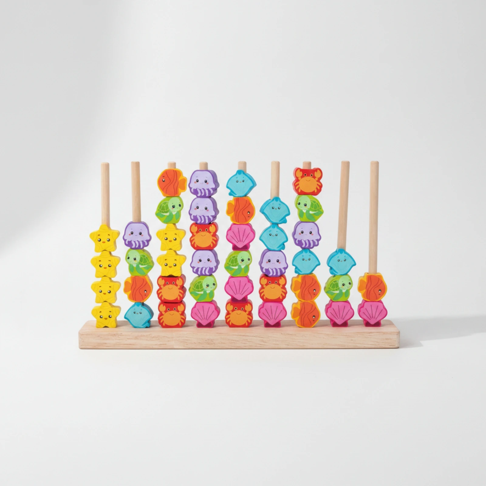 Wooden Peg Board Bead Game Educational Wooden Peg Board with Beads Ocean Sorting Toy Stacking Bead Game Preschool
