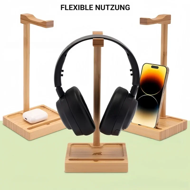 

Simple and Versatile Portable Bamboo Headset Storage Stand for Esports Gaming Headphones Multifunctional Base Display Stand