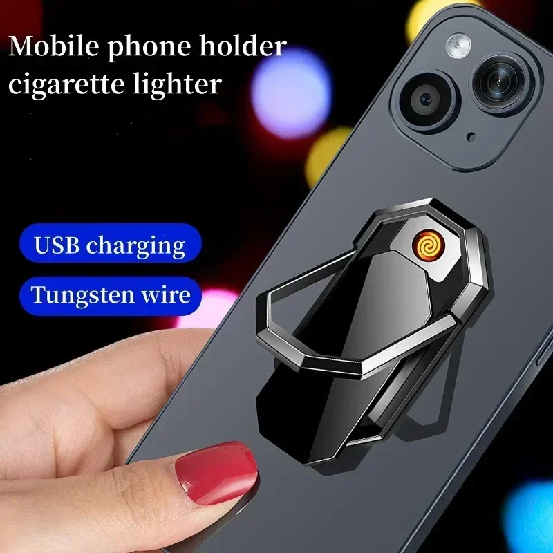 Mobile Phone Bracket Electric USB Charging Lighter, Creative Multi-function Coil, Tungsten Wire Cigarette Lighter, Super Sticky