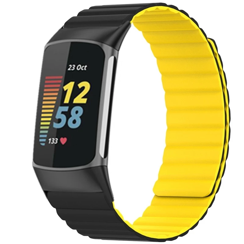 حزام مغناطيسي من السيليكون الناعم لهاتف Fitbit Charge 5 سوار ساعة ذكية Correa لملحقات سوار Fitbit Charge5 الرياضي