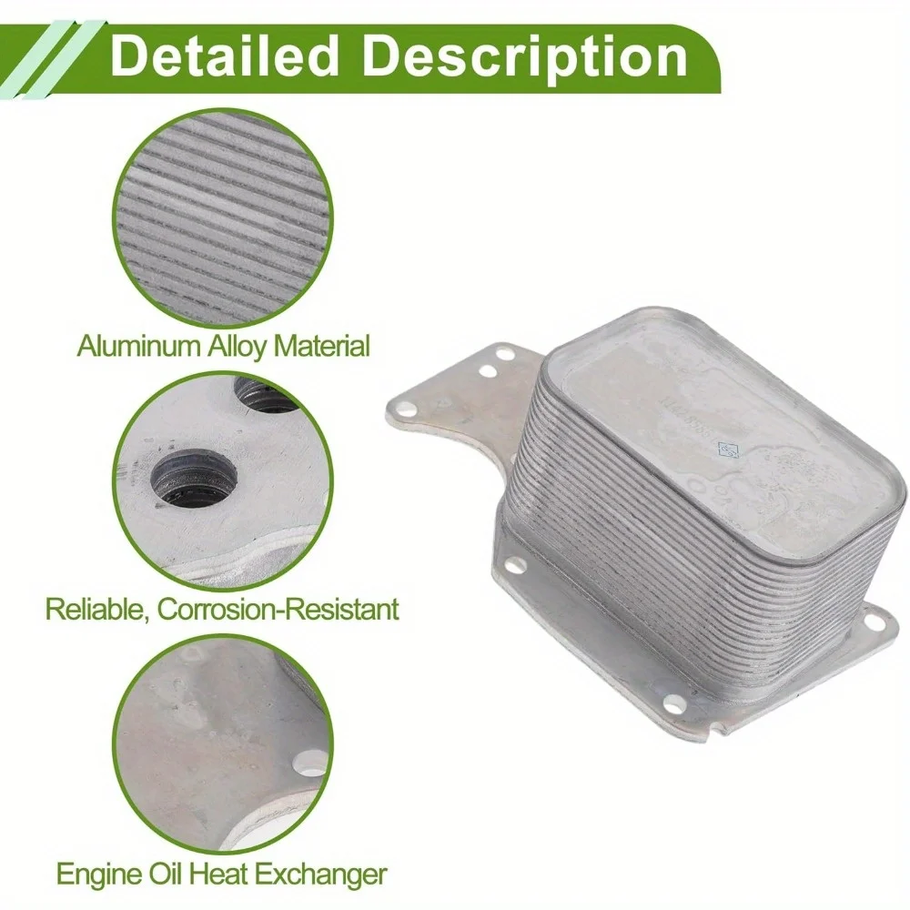 No.11428585624 Engine Oil Cooler for BMW 320i XDrive 2017-2018 Silver Tone Transmission Oil Cooler Trans Cooler Aluminum Alloy