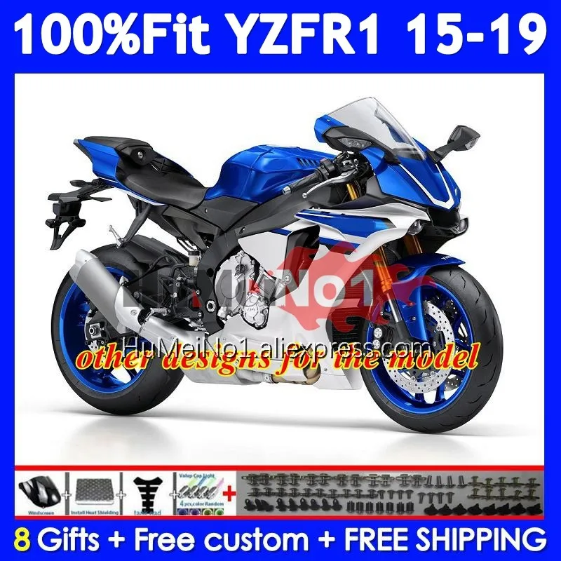 Injection For YAMAHA YZF R1 R 1 1000 YZF-R1 YZFR1 15 Black silver 16 17 18 19 370No.7 YZF1000 2015 2016 2017 2018 2019 Fairing