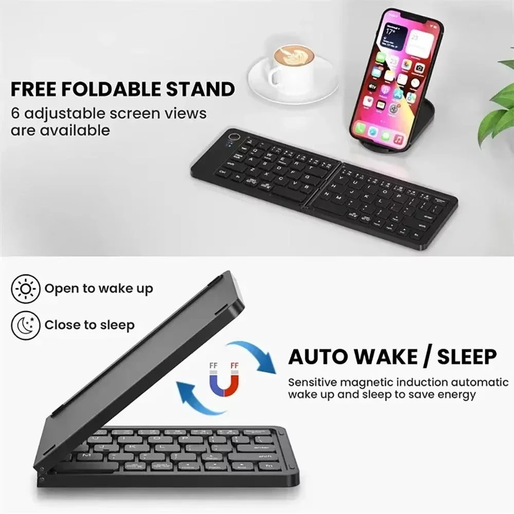 Folding Wireless Keyboard for IPad iPhone IOS/Android/Windows Tablet Arabic Korean Foldable Russian Spanish Bluetooth Keyboard
