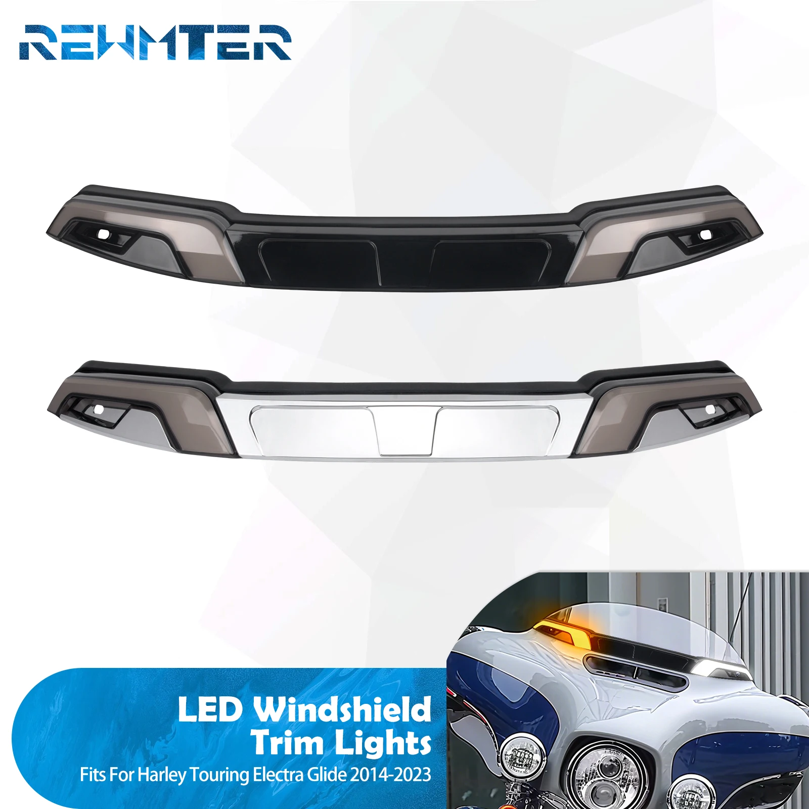 

Motorcycle LED Windscreen Windshield Trim Turn Signal Light For Harley Touring Electra Street Glide Ultra CVO Limited 2014-2025