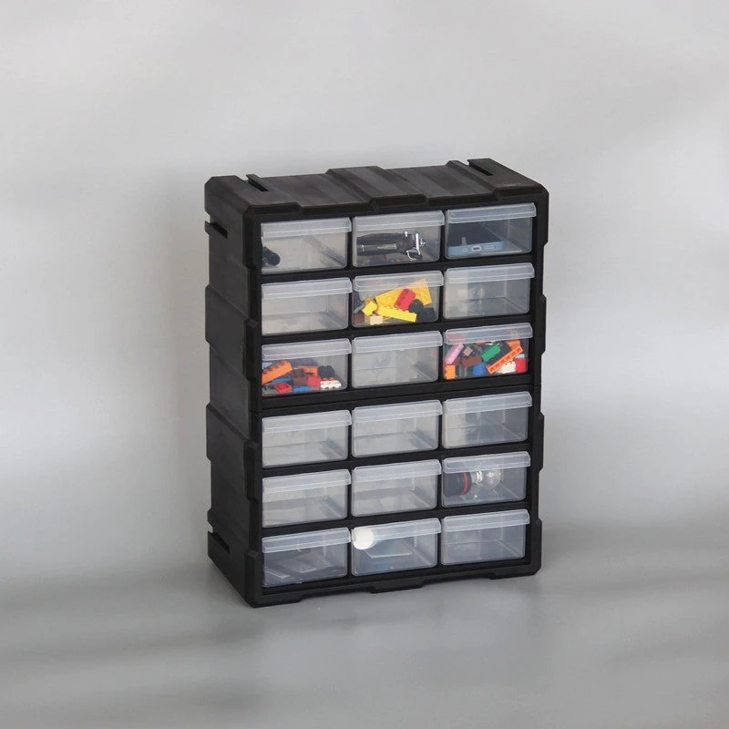 18-Drawer Modular Parts Organizer Cabinet, Stackable Plastic Storage Box for LEGO Bricks, Toys, Hardware & Small Components JT40