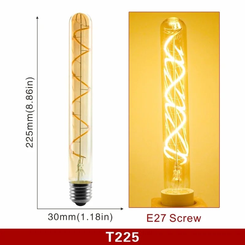 E14 E27 Retro LED Spiral Filament Glühbirne 4W Warm Gelb 220V C35 A60 T45 ST64 T185 T225 G80 G95 G125 Vintage Edison Lampe
