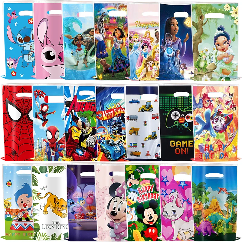 Wholesale 50/40/30/20/10pcs Disney Cartoon Thank You Gift Bags Wedding Birthday Guest Gift Wrap Plastic Bags Small Princess Box