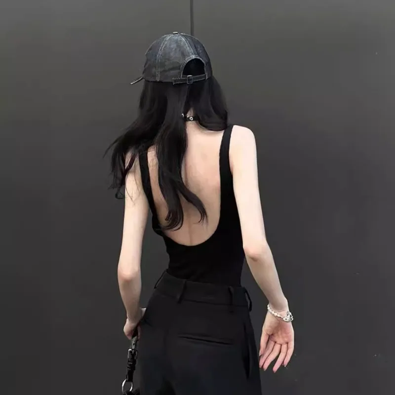 

American backless suspender vest for women in summer wear U-shaped beautiful back bra inside with base and chest pad top