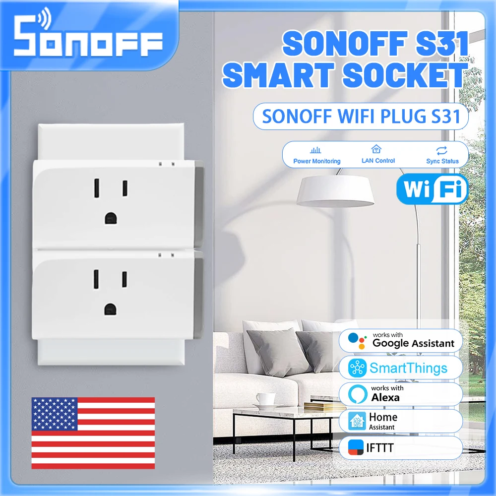 Sonoff S31 S40 Lite WiFi/zigbee Smart Plug With Energy Monitoring US Standard Compact Design Support Alexa Google assistant Siri