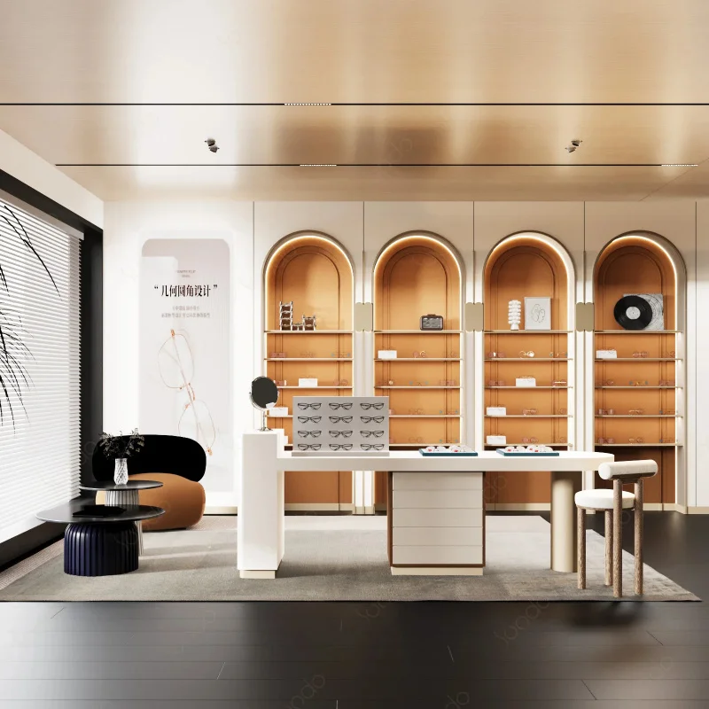 custom.High End Organize Display Cabinet Metal square Glasses Optical Shop showcase Counter Custom Design