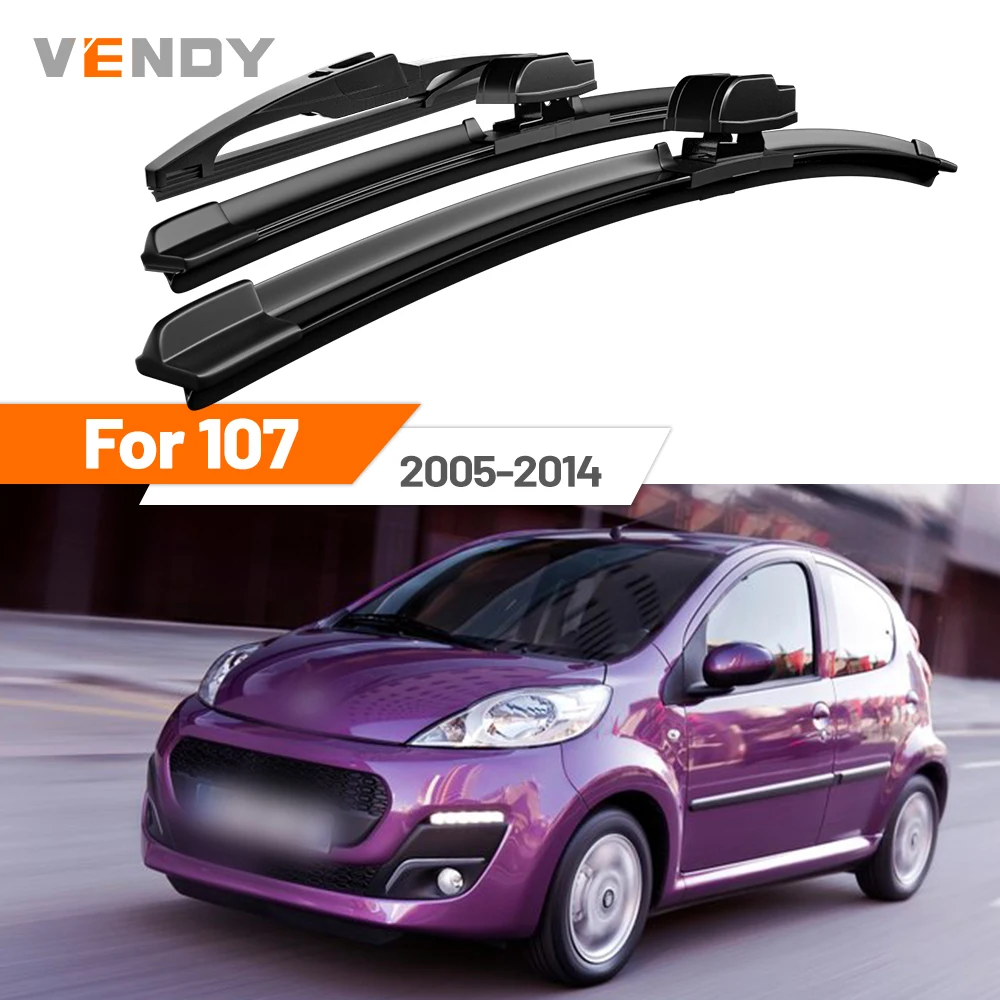 

For Peugeot 107 2005-2014 2006 2007 2008 2009 2010 2011 Front & Rear Windshield Wiper Blades Windscreen Wipers Set Accessories