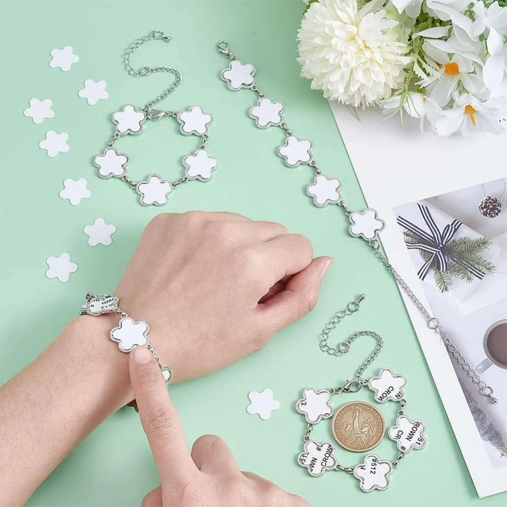 4 مجموعات أساور التسامي سوار نقل الحرارة مع صواني فارغة صور الحافة صينية سوار قابل للتعديل سوار التسامي