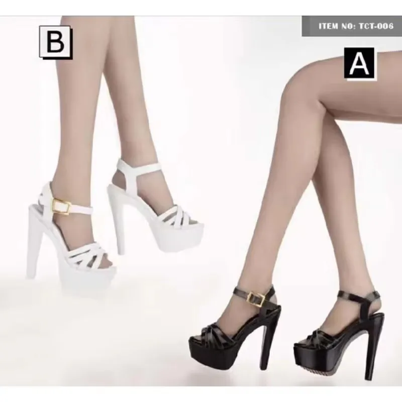 1/6 Scale Classic Black High Heels Hollow Student Princess Pointed Toe Sandals Jk Shoes Model for 12\