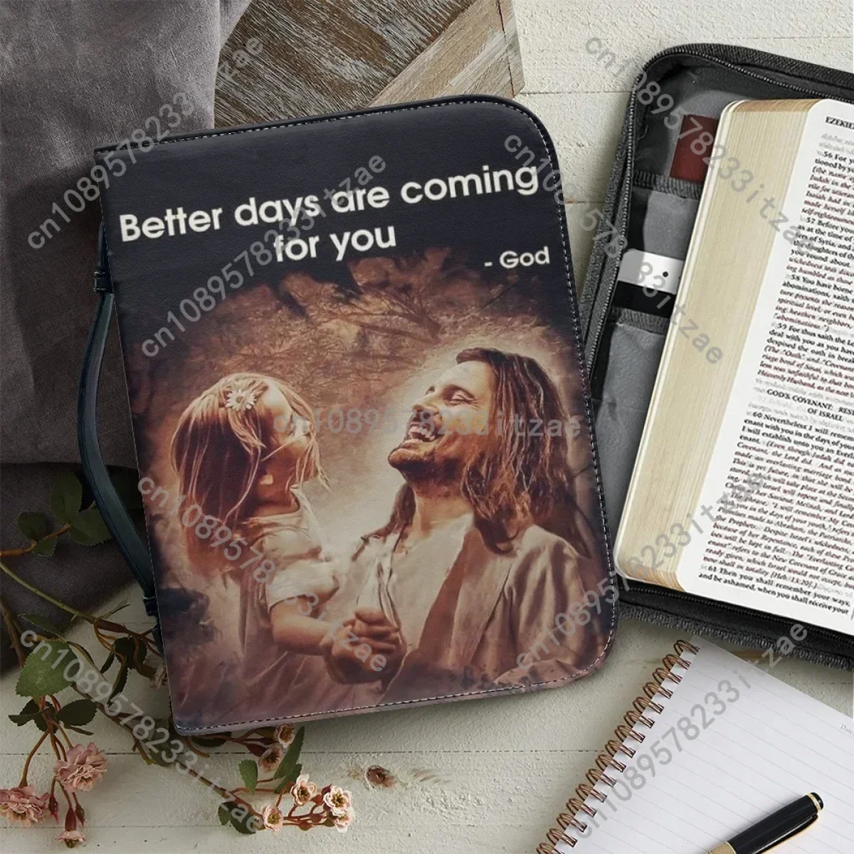 

Bible Classic Verse Print Bible Storage Bags for Women Exquisite Customized Bible Cover Case Gift Leather Handbags Christian Bag