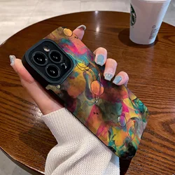 INS Graffiti Planet Silicone Leather Case For iPhone 15 13 14 16 Pro Max 11 12 Mini Plus 17 ProMax Air Shockproof Full Cover