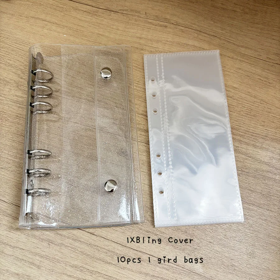 Schmaler A6-Einband für lose Blätter, 10 Stück, 1 Gitter, 2 Gitter, 7,6 cm große Aufbewahrungsbeutel, Postkarten-Ordner zum Sammeln von Büchern – Detail 9
