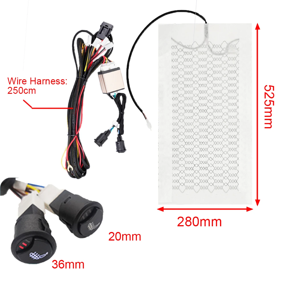 Universal Built-In Car Seat Heater Kit, 12v 100w Carbon Fiber Heating Pad, Is Suitable For 2 Seats And 3-Level Control Switch Sy