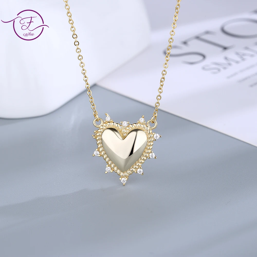 

Luxury Gold Love Heart S925 Silver Pendant Necklace for Women Trend Fashion Wedding Anniversary Gift Fine Jewelry