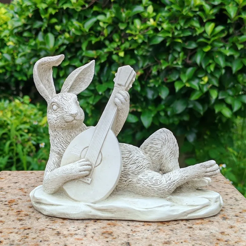 Creative Musical Rabbit Garden Statues Resin Animal Sculptures Outdoor Patio Yard Lawn Decor Garden Ornaments outdoor decoration