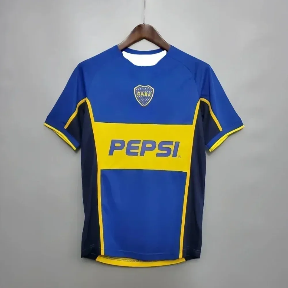 Nueva camiseta 2025 con estampado 3d fresco Retro 2002 Boca Juniors Home Jerseys Juniors Home No.10 Jersey de secado rápido y transpirable