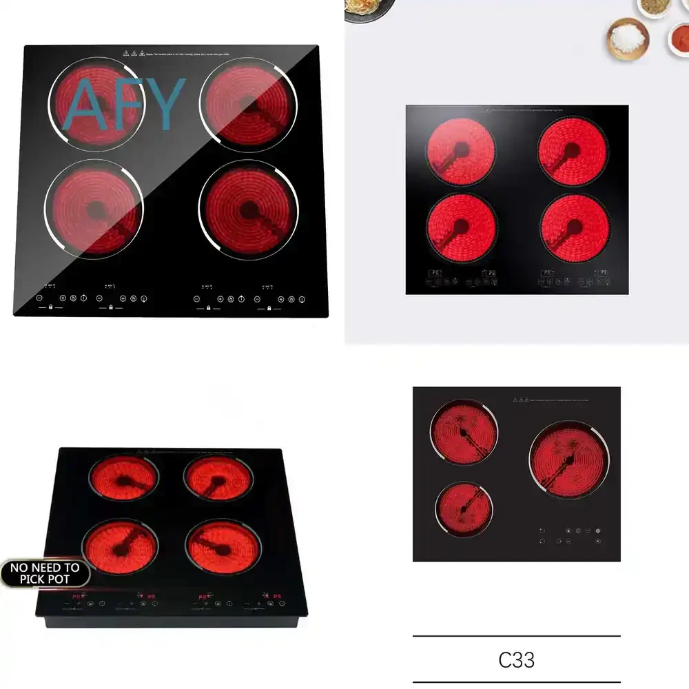 Commercial Electric Ceramic Stove for Kitchen Built-in Dual Purpose Four Head Electric Cooktop for Cooking Food Fast Heating