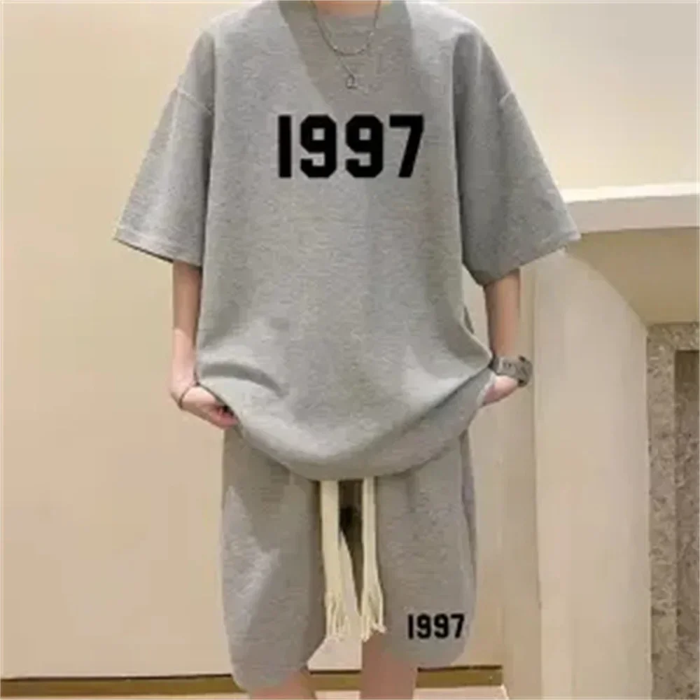 New Summer Fashion Men Short Sets Anime Bear Graphic Tracksuits Trend Sportwears 2 Piece Suits Streetwear Unisex Outfits