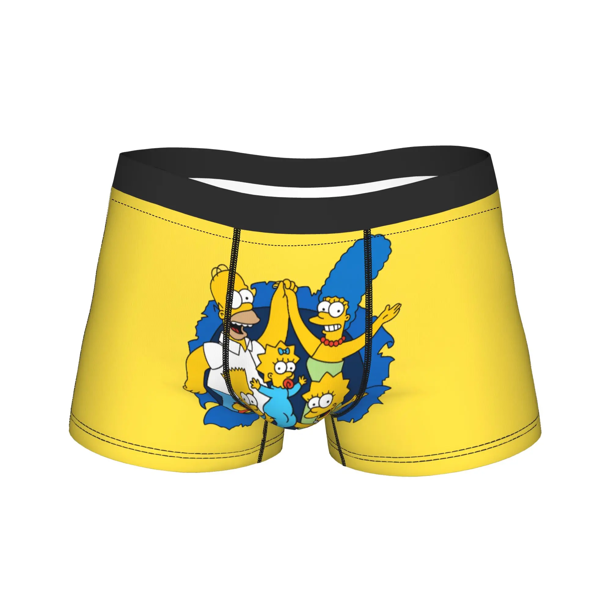 

S-Simpsons Cartoon Characters Group Underwear Design Boxer Shorts Quality Men Underpants Elastic Boxer Brief Gift Idea