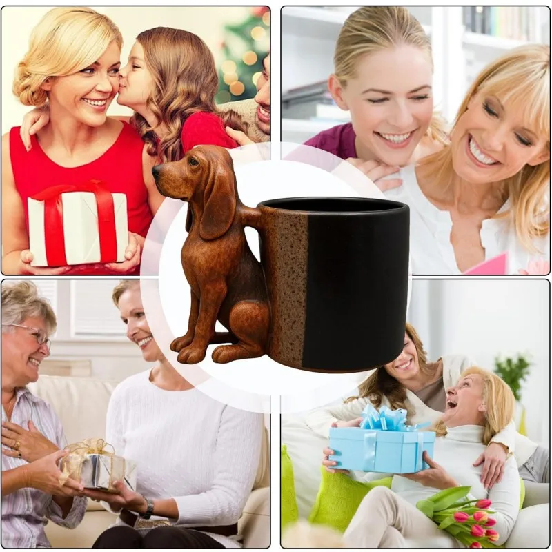 Retro Resin Handle Mug For Office Kitchen Drinkware Funny Animal Dog Coffee Tea Beer Juice Milk Water Cup