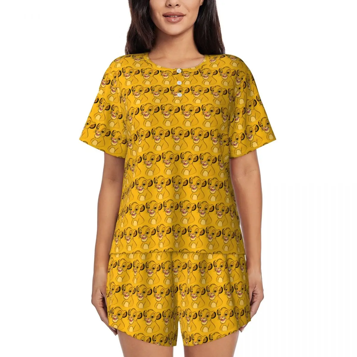 

Custom The King Lion Pajama Sets Women 2 Piece Animation Simba Short Sleeve Pjs Shorts Sleepwear