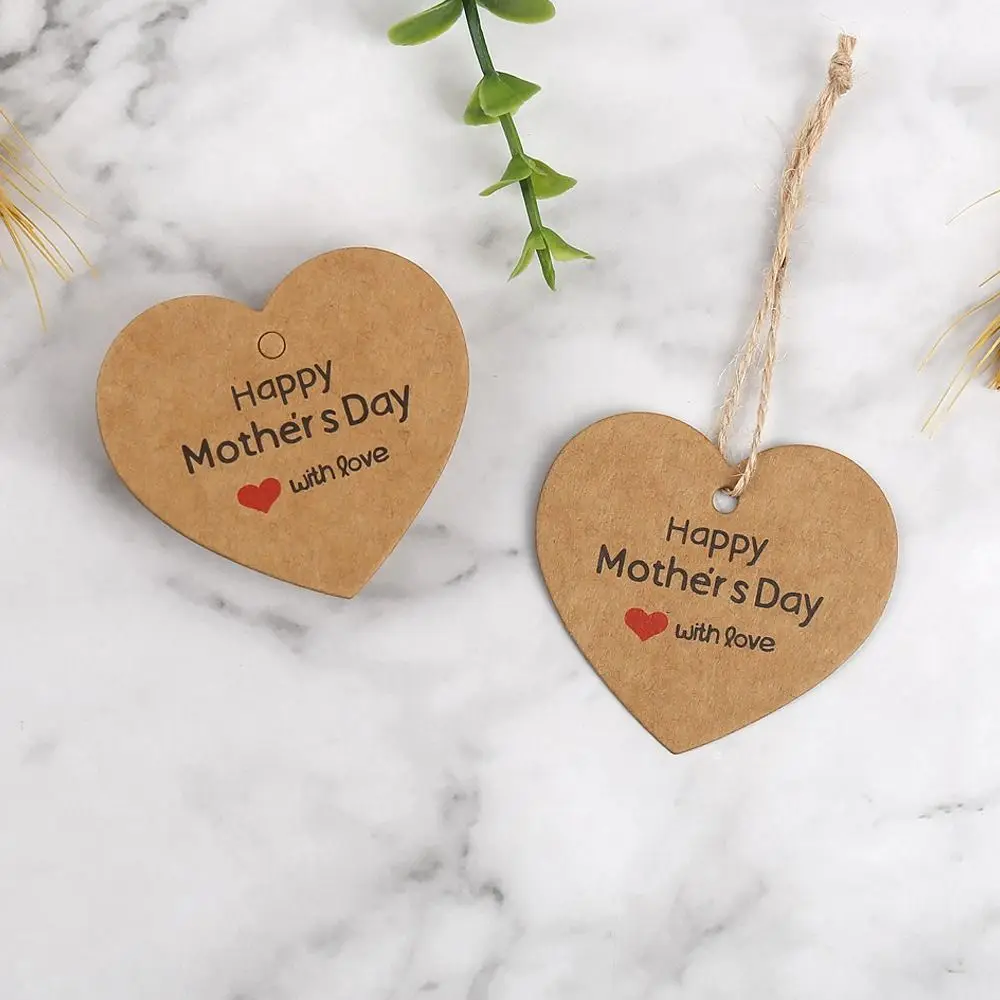 100pcs Heart Shaped Cards Mother Day Tags Hanging Decoration White Red Paper Gift Labels DIY Crafts Packaging Decoration Tags