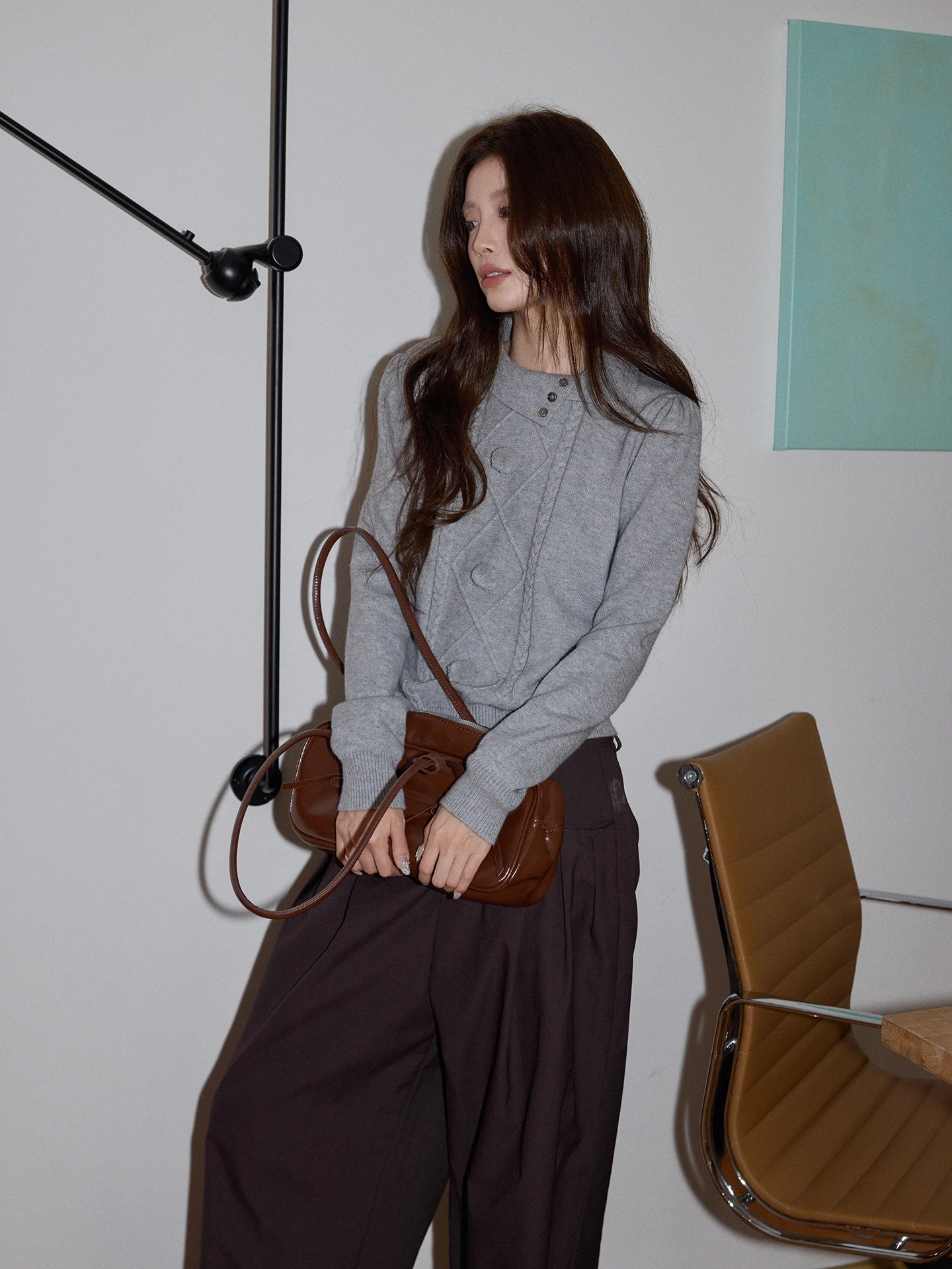 

Chaocha Home Korean Sle ey High-End Feeling Women's Overhead Sweater Casual Long Sve Inner Wear Top for Autumn Winter