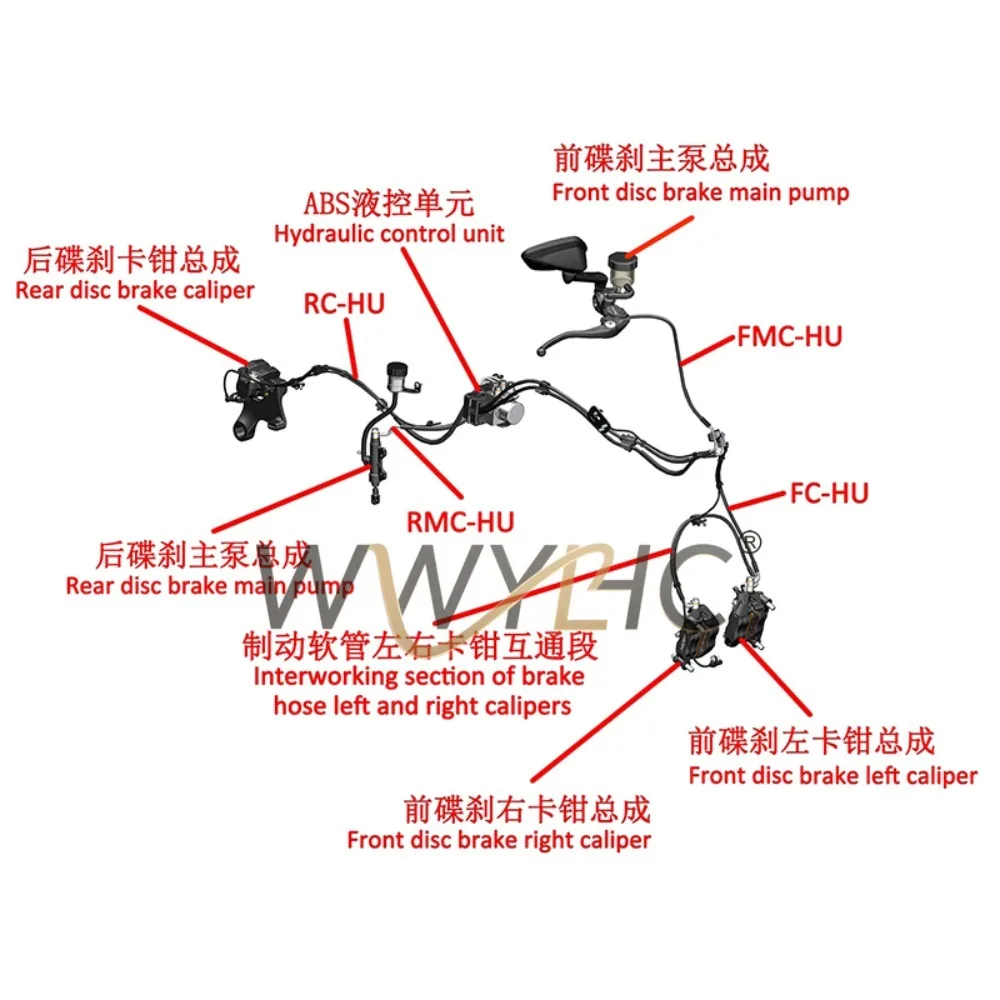 ZT703R Front and Rear Disc Brake Pads, Upper and Lower Main Pumps, Front and Rear Left and Right CalipersYouTube Accessories ABS