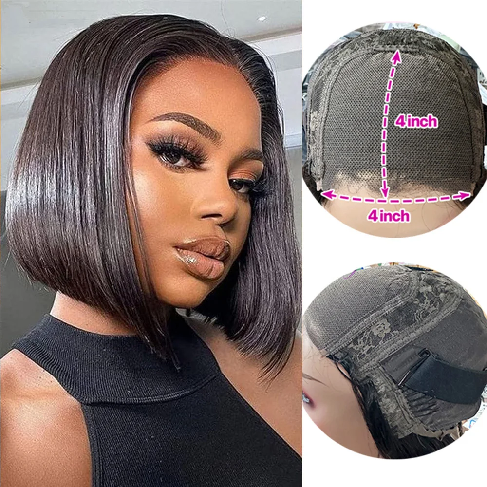 

Glueless Bob Wig Preplucked Straight 4*4 Lace Bob Wig Glueless Human Hair Wigs Ready To Wear Pre Cut 4x4 Closure Wigs HairUGo