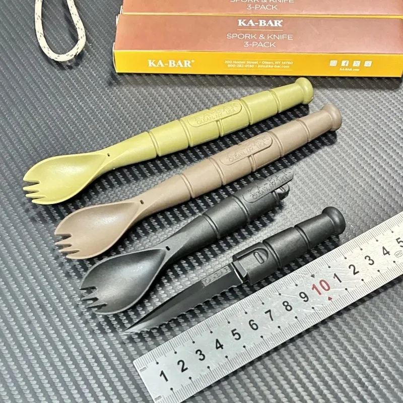 Tactical Mini Cutlery Set EDC Outdoor Multi-Function Fork Spoon Knife Combo Camping Hiking Essential Gear