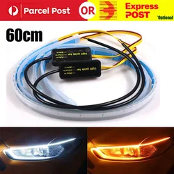 2 pz 60cm sequenziale LED Strip indicatore di direzione DRL luci di marcia diurna