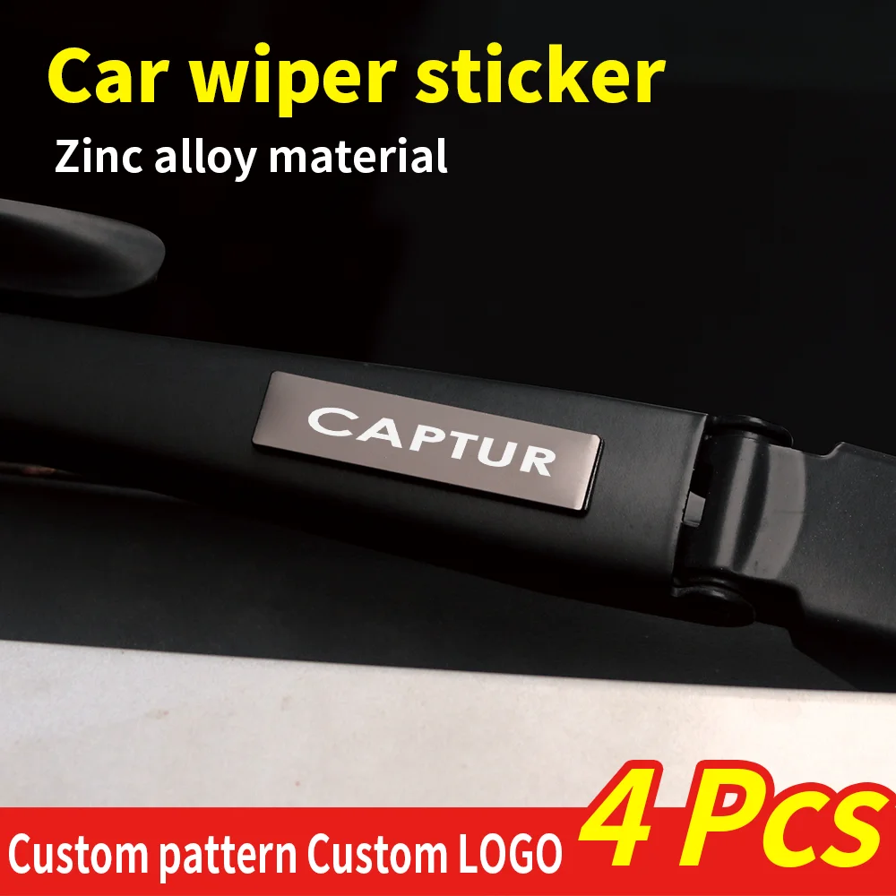 

4pcs 3D Metal Logo Car Window Wiper Emblem Metal Sticker Car Body Door Decor Decal For Renault CAPTUR ESCAPE FLUENCE KADJAR CLio