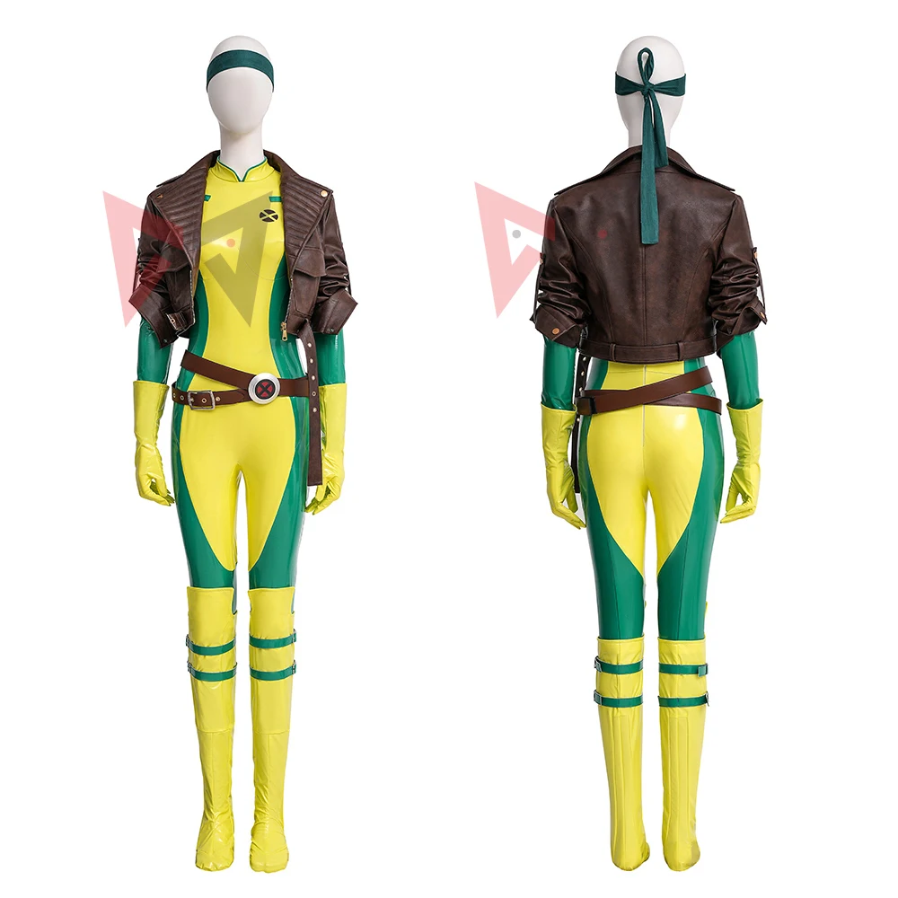 

New XMENS Raksasa Rogue Cosplay Costume Anna Marie Jumpsuit Coat Belt For Game Party Custom Made