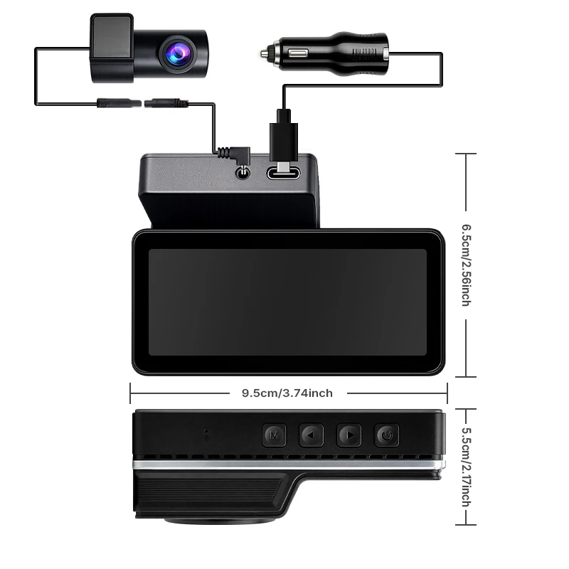 4K Dual Lens Smart HD Cloud Dash Cam with 4G GPS Parking Roadwatch Front/Rear Recording  Sensor Night Vision IPS Screen view 2