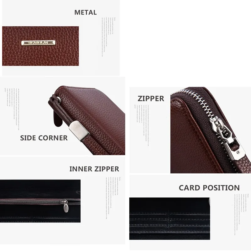 Fashion Men's Long Zipper Wallet Business Multi Function Bags Purse High Capacity with Hand Belt
