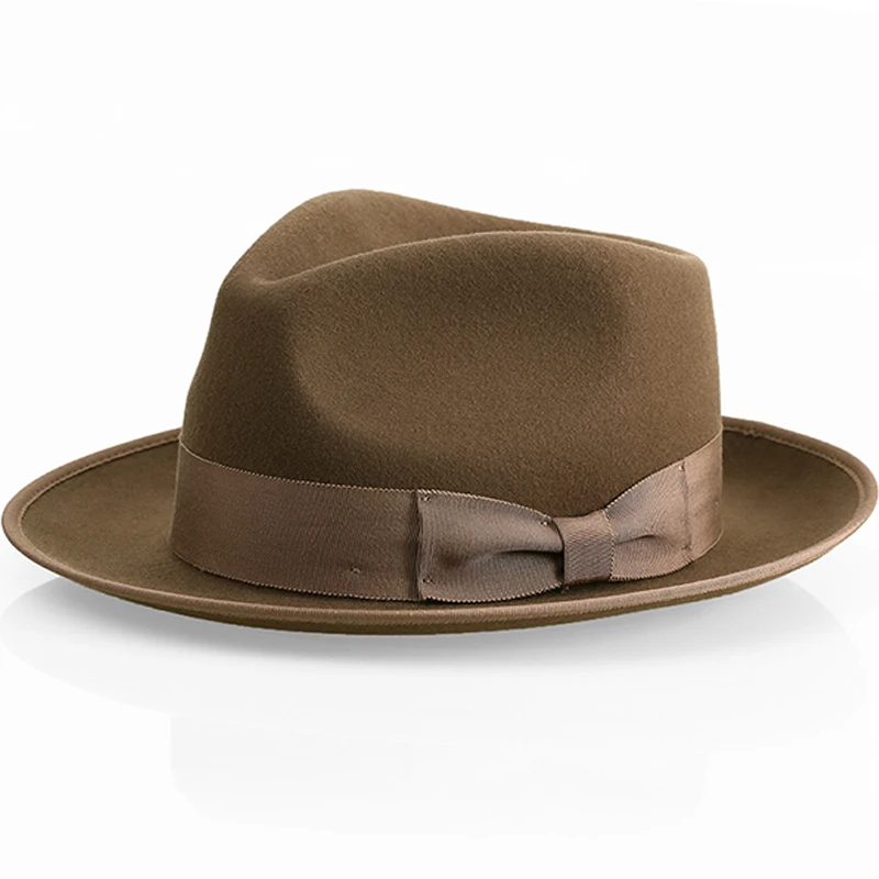 100% Wool Men Felt Hat Retro Style White Brown Coffee Black Color Panama Hat Ladies Elegant Church Dress Formal Cap