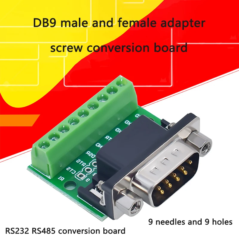 9pin Solderless Connectors DB9 RS232 Serial to Terminal Female Male Adapter Connector Breakout Board