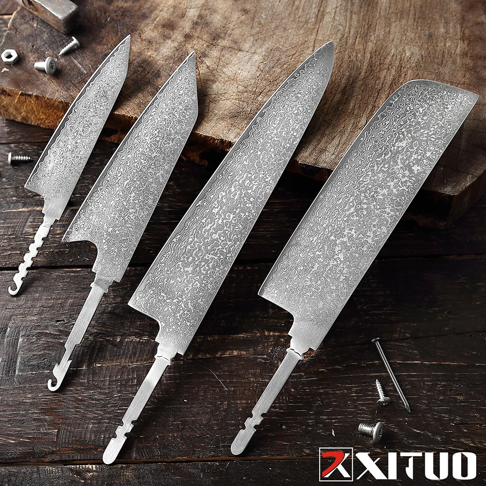 Japanese Damascus Knife Blanks Set 1-9PCS,67layer VG10 Steel Core DIY Handmade Kitchen Knife Blank maker's Accessories DIY Blade