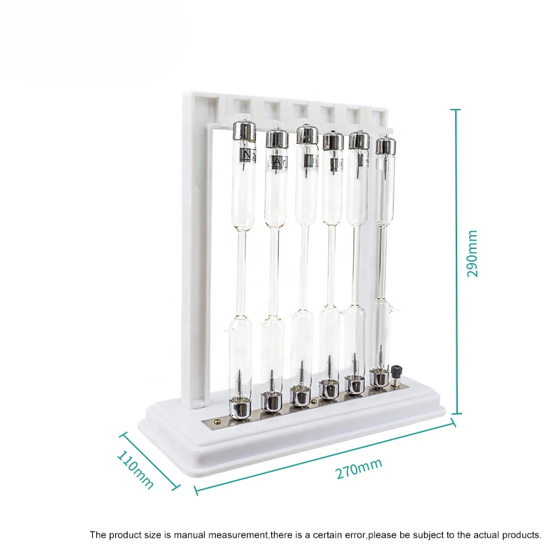 Tube avec support et baguette, gaz néon, hydrogène, azote